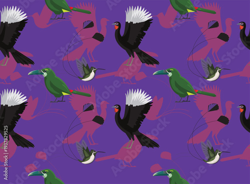 Peru Endemic Birds Character Seamless Background Wallpaper Pattern