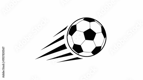 A dynamic illustration depicts a black and white soccer ball in motion complete with speed lines suggesting swift movement and energy high quality professional detailed modern