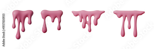 Pink liquid drip with glossy cream splash