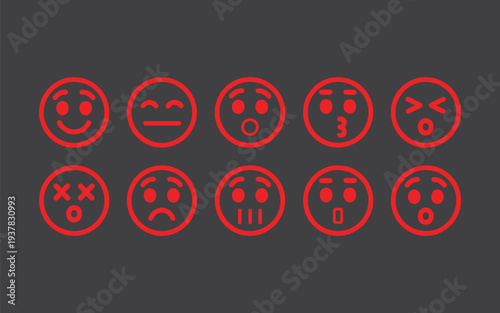 Glitch art emojis emotive faces digital distortion