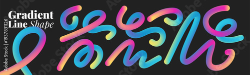 Abstract wavy ribbons in rainbow gradient colors create dynamic flowing shapes
