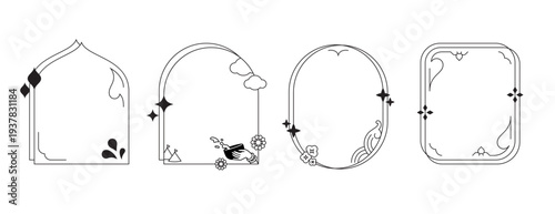 thai minimalist border aesthetic line art