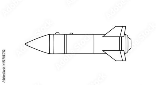 Simple Line Drawing of Missile.