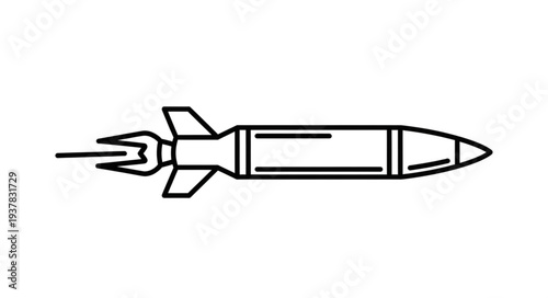 Simple Line Drawing of Missile.