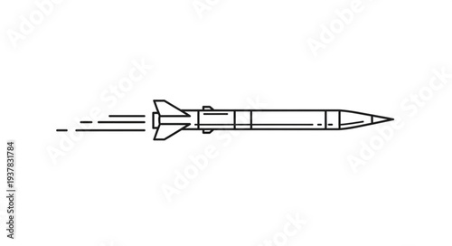 Simple Line Drawing of Missile.