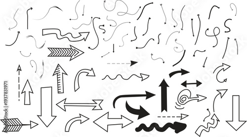 Collection of various arrows and pointers in different styles and directions