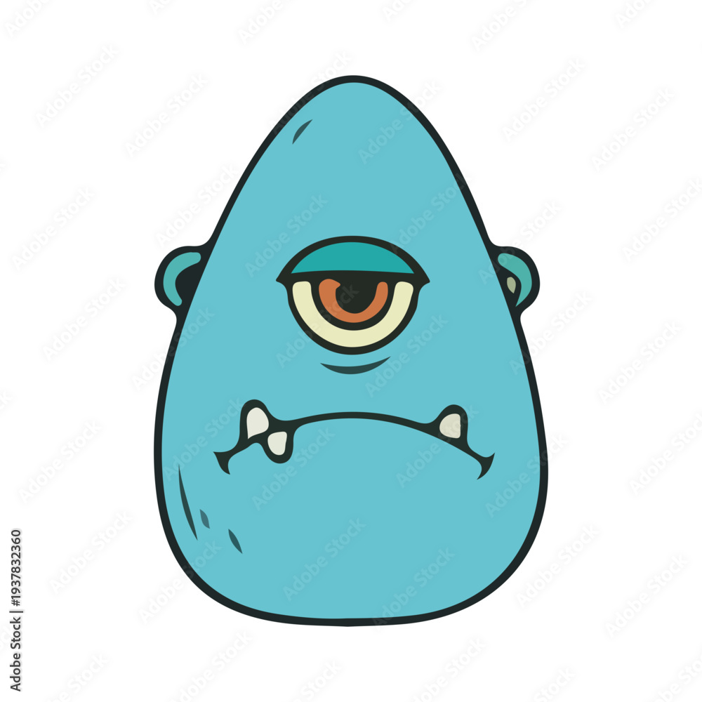 Obraz premium Cute Blue Cyclops Monster Face