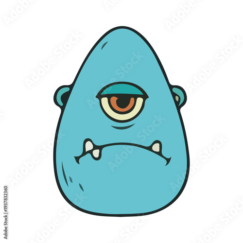 Cute Blue Cyclops Monster Face