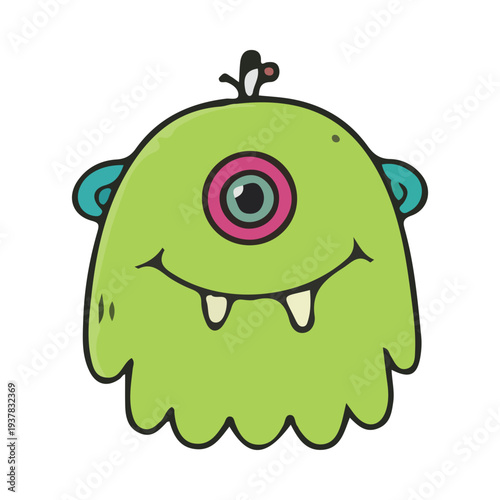Cute Green Cyclops Monster
