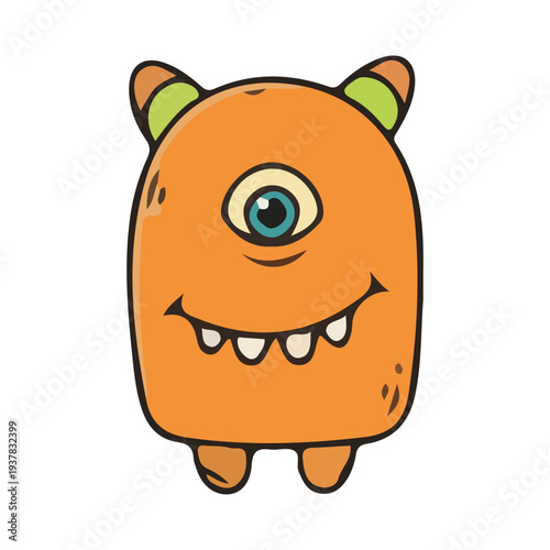 Cute Orange One-Eyed Monster