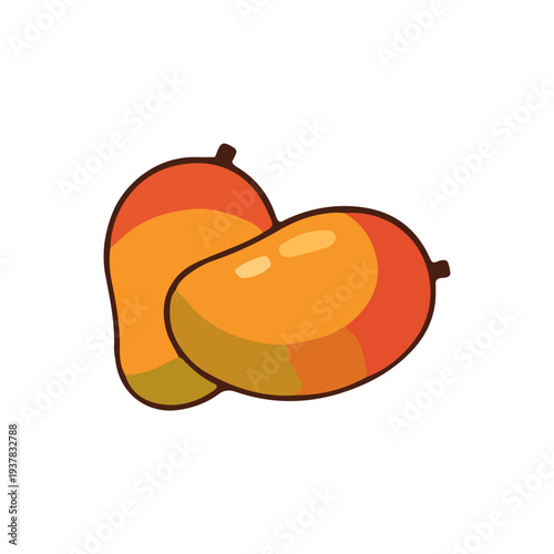 Two Cartoon Mangoes Isolated