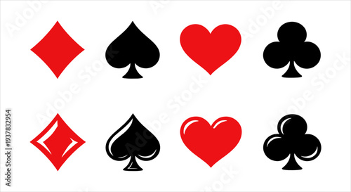 Classic Playing Card Suit Symbols Collection for Gaming and Design Projects