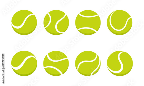 Vibrant collection of illustrated tennis balls showcasing dynamic sports equipment design
