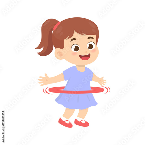 Kid Playing Hula Hoop Illustration 