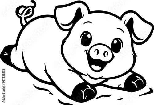 cute happy pig cartoon character 