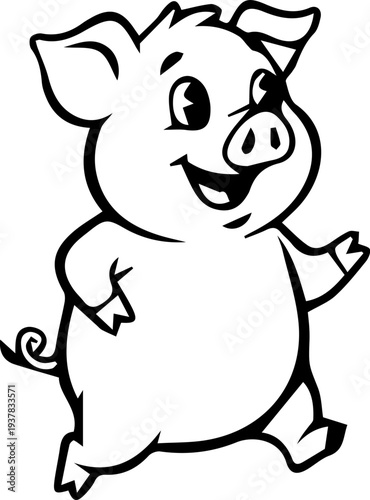 cute happy pig cartoon character 