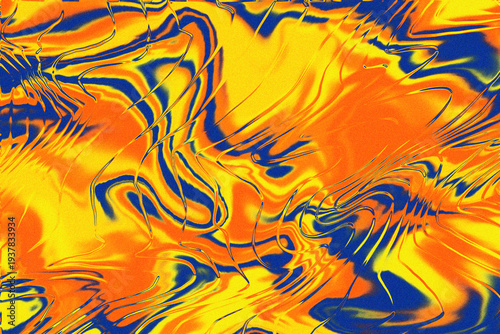 Gradient Glass Abstract Fluid Swirl Pattern Background with Vibrant Yellow Orange and Blue Colors
