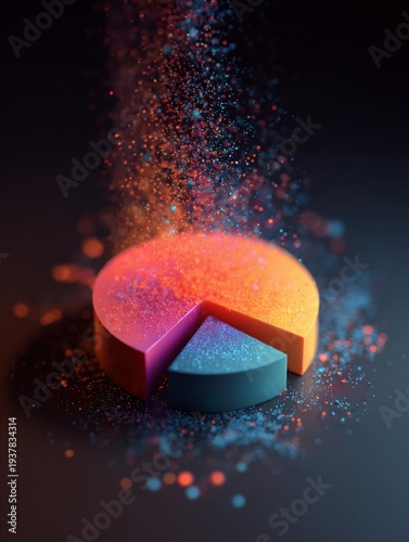 Colorful Neon 3D Data Analytics Dashboard with Business Charts and Financial Graph Visualization
