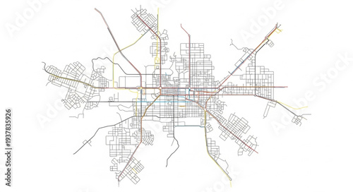 City Map Illustration with Roads and Intersections.