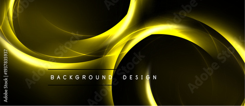 Abstract golden lines swirl over black background. Elegant design suggests motion, energy, luxury. Modern aesthetic for digital projects.