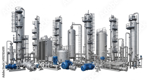 Industrial chemical processing plant equipment and machinery.