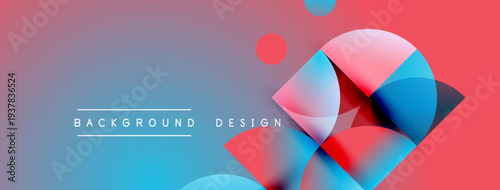 Abstract gradients blend, forming dynamic shapes. Text reads background design. Vivid colors create modern visual impact.