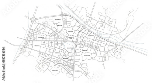 City Map Illustration Detailed View.