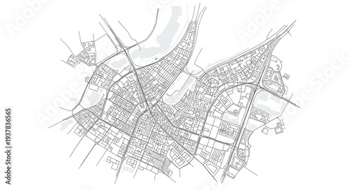 City Map Illustration Detailed View.