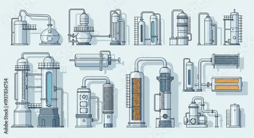 Industrial equipment collection for manufacturing and production processes.