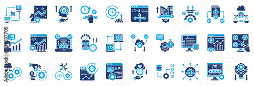 Scalability Icon Collection Set. Glyph Color Style Icon Vector Illustration.