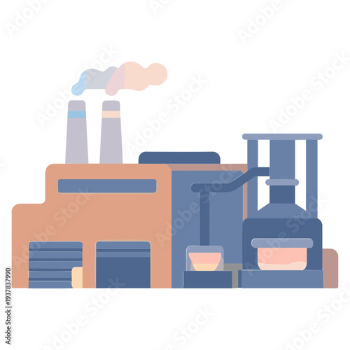 A factory emits smoke from its chimneys during industrial operations.