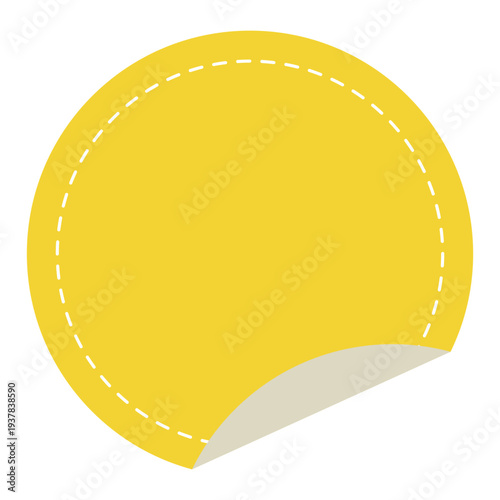 Yellow Round Sticker Illustration