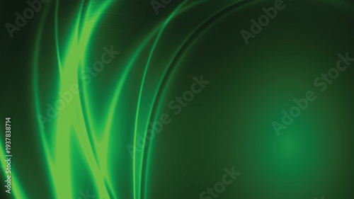 Neon lights streak green background