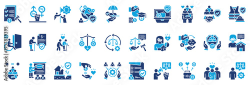 Social Policy Icon Collection Set. Glyph Color Style Icon Vector Illustration.