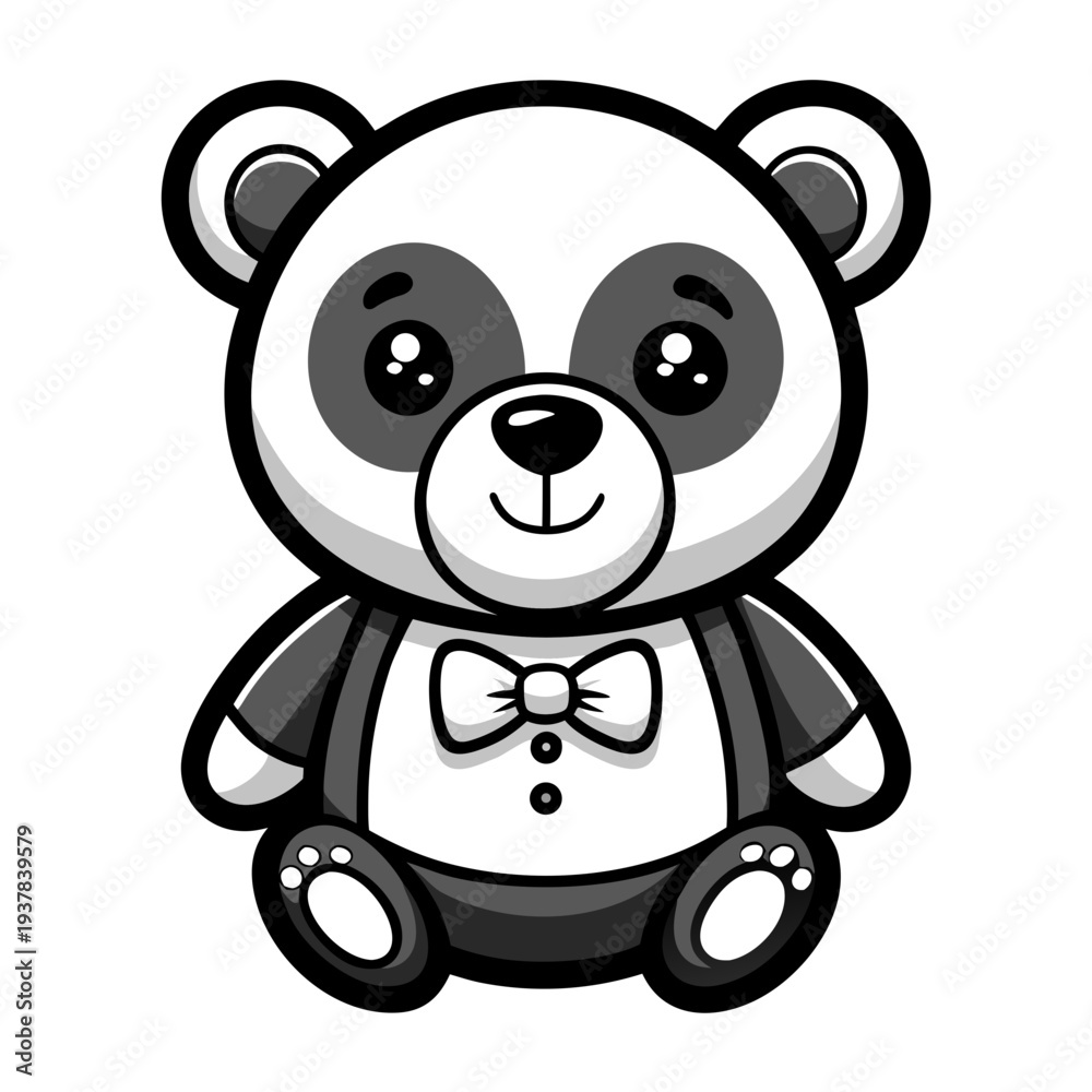 Obraz premium A black and white image of a cute teddy bear