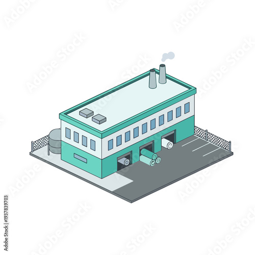 Factory Buildings Collection Exterior Manufacturing, Gas Station and Oil Refinery Engineering Chemical Industry Flat Vector Illustration Set