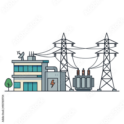 Factory Buildings Collection Exterior Manufacturing, Gas Station and Oil Refinery Engineering Chemical Industry Flat Vector Illustration Set