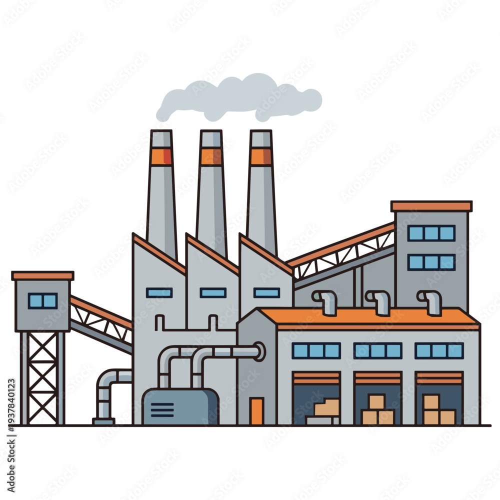 Obraz premium Factory Building Illustration