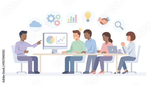 Diverse Business Team Brainstorming Strategy in Conference Meeting