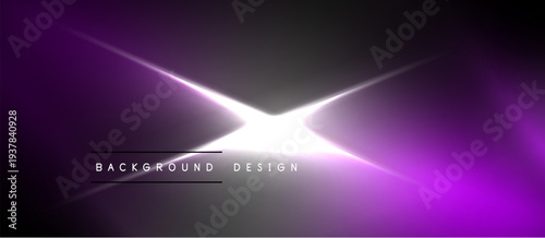 Purple, gray gradients create abstract light effect. Bright central flare draws attention, text reads background design. Minimalist, modern aesthetic.