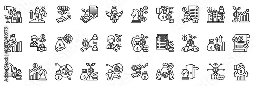 Verture Capital Icon Collection Set. Clean Outline Style Icon Vector Illustration.