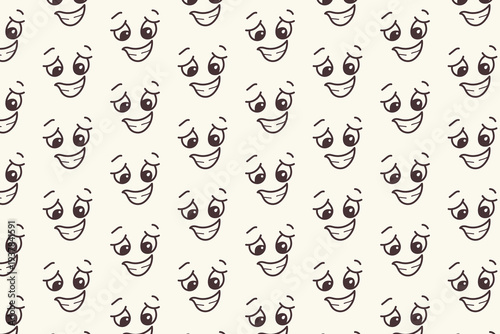 Seamless pattern design with smiley.