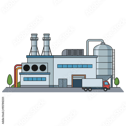 Factory Building Illustration