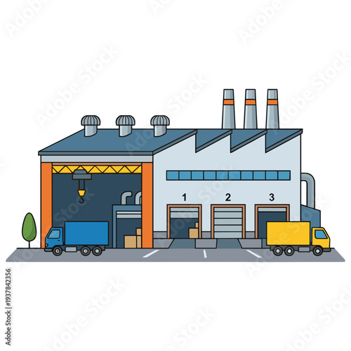 Factory Building Illustration