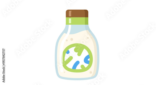 Salad Dressing Bottle Image, Vector Illustration, Food Product, Healthy Eating Concept