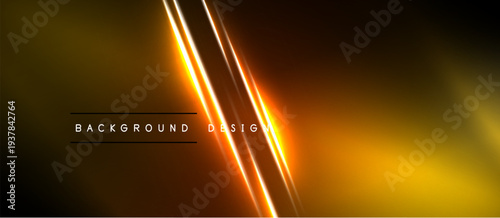 Abstract orange background. Diagonal lines create dynamic visual effect. Dark edges frame bright center. Modern design element.