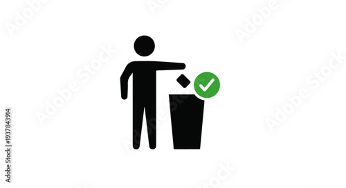 Trash Here Sign Vector Waste Disposal Symbol for Public Cleanliness Area