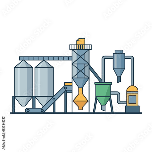 Factory Buildings Collection Exterior Manufacturing, Gas Station and Oil Refinery Engineering Chemical Industry Flat Vector Illustration Set