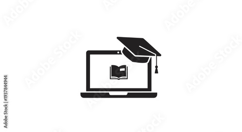 Laptop with Graduation Cap on Screen.