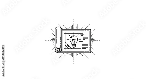 Light Bulb on a Blueprint Page.